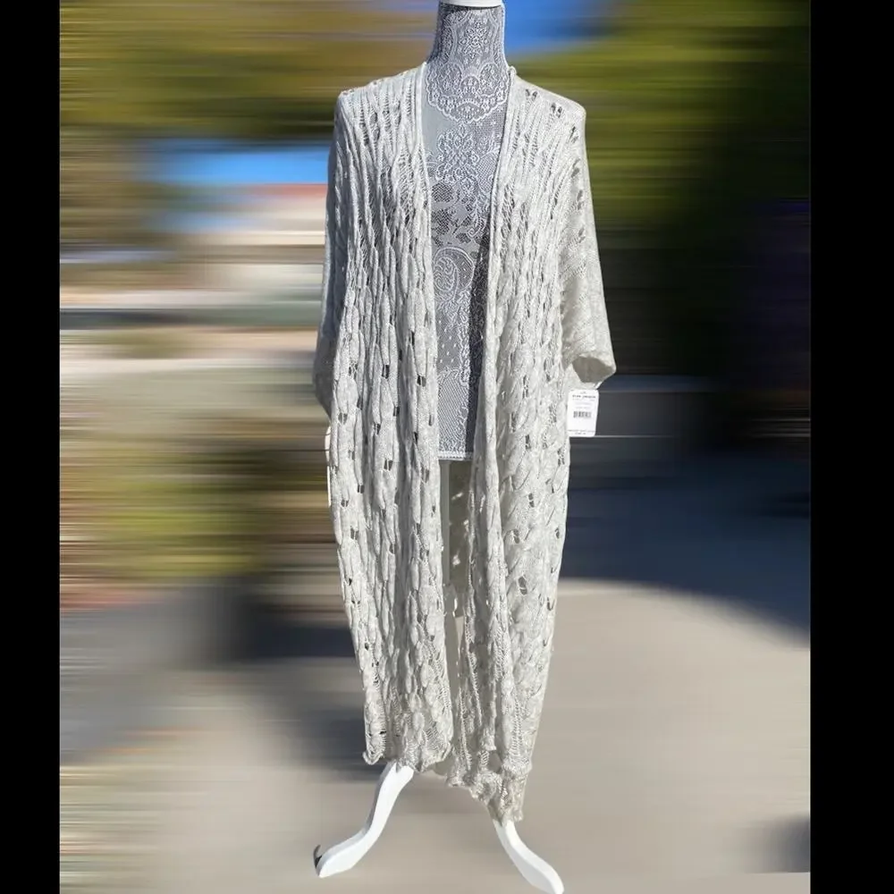 FREE PEOPLE Womens Cable Knit Poncho Cardigan Sweater Shawl in Grey XS/S